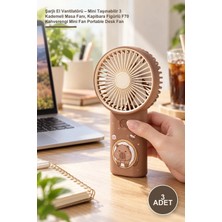 Yenilig 3 Adet Şarjlı El Vantilatörü – Mini Taşınabilir 3 Kademeli Masa Fanı, Kapibara Figürlü F70 Kahverengi Mini Fan Portable Desk Fan