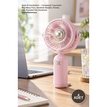 Yenilig 4 Adet Şarjlı El Vantilatörü – 3 Kademeli Taşınabilir Mini Masa Fanı, Hareketli Başlıklı, Pembe, F60, Portable Fan Handheld
