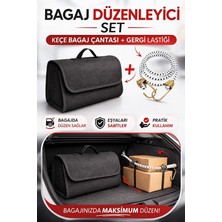 Bagaj Düzenleyici Çanta ve Gergi Lastiği Seti, Araç Bagaj Organizer, Dayanıklı Keçe Malzeme