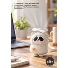 Yenilig 5 Adet El Vantilatörü – Şarjlı Mini Masa Fanı, Panda Figürlü Taşınabilir Tasarım Beyaz Model F69, Portable Handheld