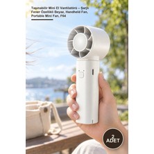 Yenilig 2 Adet Taşınabilir Mini El Vantilatörü – Şarjlı Fener Özellikli Beyaz, Handheld Fan, Portable Mini Fan, F64