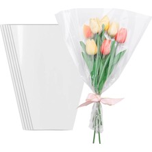 StepCo 100 Adet Çiçek Ambalajı Şeffaf Torba, Çiçek Buketi Kollu Şeffaf Selofan Çiçekçilik, Alışveriş Merkezi Çiçek Ambalajı Için Uygundur (15X12)