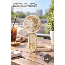 Yenilig 2 Adet El Vantilatörü – Şarjlı 3 Kademeli Mini Taşınabilir Fan Boyun Askılı F71 Kahverengi Handheld Fan Neck Fan