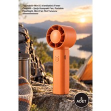 Yenilig 5 Adet Taşınabilir Mini El Vantilatörü Fener Özellikli – Şarjlı Kompakt Fan, Portable Flashlight, Mini Fan F64 Turuncu