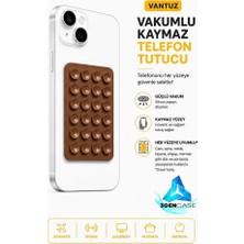 StepCo Cep Telefonu Tutucu Vantuzlu Vakumlu Kaymaz Tüm Telefonlar ile Uyumlu Yapışkanlı Telefon Tutucu Kahve