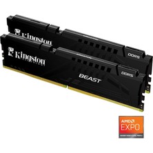 Kingston 64GB 6000MT/S KF560C30BBEK2-64TR Ddr5 CL30 Dımm (Kit Of 2) Beast Black Expo Turkey