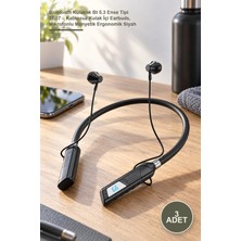Yenilig 3 Adet Bluetooth Kulaklık Bt 5.3 Ense Tipi TB07 – Kablosuz Kulak Içi Earbuds, Mikrofonlu Manyetik Ergonomik Siyah