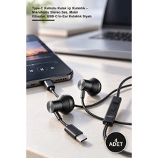 Yenilig 4 Adet Type-C Kablolu Kulak Içi Kulaklık – Mikrofonlu Stereo Ses, Mobil Cihazlar, Usb-C In-Ear Kulaklık Siyah