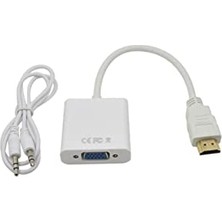 HDMI To VGA Kablo Çevirici Dönüştürücü Ses Destekli Hdmı