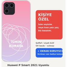 Prime Mağazam Huawei P Smart 2021 Uyumlu Kişiye Özel Isim Yazılı Kılıf + Kırılmaz Ekran Koruyucu Cam Set