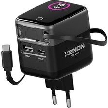 Hızlı Şarj Adaptörü 70W Gan Usb-C ve Usb-A Dahili Type-C Kablo Pd Pps Dijital Ekran X6413