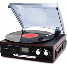 Looptone TR-27WEC Bluetooth Nostaljik Pikap + Kaset Çalar ve Radyo + 33/45/78 Uyumlu + Ev Tipi Müzik Sistemi