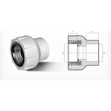 Uravas Store Uraselect Ege Yıldız Pprc 40X1 1/4 Dişi Adaptör Gri