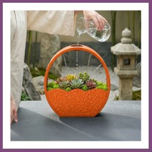 Twin Store 3D Baskı Self-Watering Planter - Kendi Kendini Sulayan Saksı-Turuncu Bzstwın