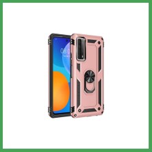 Liyanos Huawei P Smart 2021 Uyumlu Kılıf Sofya Yüzüklü Silikon Kapak - Rose LYN00001