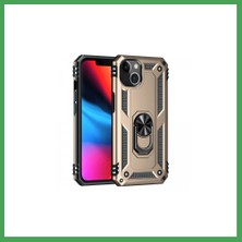 Liyanos iPhone 13 Uyumlu Kılıf Sofya Yüzüklü Silikon Kapak - Gold LYN00001