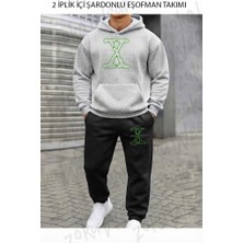 Zoka Wear Old Logo Dizi The x Files Baskılı Üst Gri Alt Siyah Kapşonlu Takım