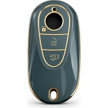 Velora Autohan Keys Mercedes W206 W223 S350 C260 C300 Için Nano Anahtar Kılıfı, Gri Gold, Premium Tasarım