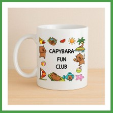 Soi Home Capybara Fun Club Yazılı Eğlenceli Tasarım Kupa Model 237 Sevimli Baskılı Seramik Kahve Kupası Soı