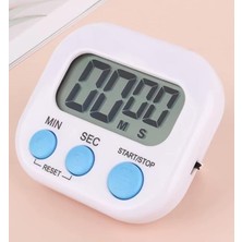 JS-118 Beyaz Mini Dijital Kronometre, LCD Ekran, Mutfak Zamanlayıcı, 7X6X2 cm