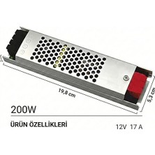 MSP Ultra Slim Sessiz Şerit LED Trafosu - Cata Metal Kasa Ince Tasarım Klemensli Adaptör (5A / 12.5A / 17A / 21A / 30A Seçenekleri), IP20 Iç Mekan (17 Amper)