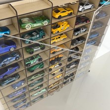 MSP Kapaklı 1/64 Ölçek 50ARAÇ Hotwheels Matchbox Metal Araç Uyumlu Model Oyuncak Araba Rafı-Akçaağaç