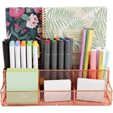 MSP Rose Gold Metal Mesh Masaüstü Organizer Çok Bölmeli 27X14X11 cm