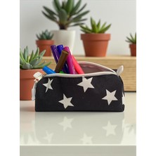 MSP Desenli Üçgen Kalemlik Makyaj Çantası Organizer 20X8X8 cm (Siyah)