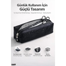 MSP 01106 Siyah Krinkıl Kumaş Unisex Tek Bölmeli Suya Dayanıklı Parmak Kalemlik Kalem Kutusu