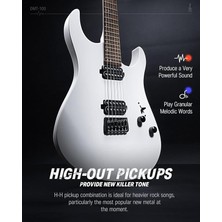 MSP Katı Gövde Elektro Gitar, DMT-100 39 Inç Metal Elektro Gitar, H-H Manyetikli Inşaat Kiti, Çanta, Teller, Askı, Kablo, Rock Müzik Severler Için Tel Amortisör (Beyaz)