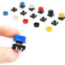 12X12MM 25 Adet Başlıklı Tact Buton Set 4 Pin 5 Renk Dokunmatik Anlık Basmalı Düğme DVM.101.061