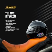 Adet Y20 Max Telsiz Özellikli 5.3 Motosiklet Kask Kulaklık Intercom Rgb Motorsiklet Interkom