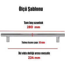 Ahes Rosemary Mobilya Mutfak Çekmece Dolap Kapak Kulpu Kulbu 224 mm Inox Metal Kulp