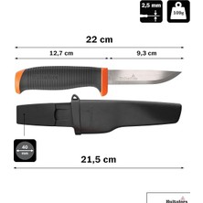 El Işi Bıçağı Hvk Gh I Çok Amaçlı Bıçak, Kaymaz Santoprene® Saplı ve Birinci Sınıf Karbon Çelikten Bıçak I Iş Pantolonu Için Kılıf ve Tutucu Dahil I 380210