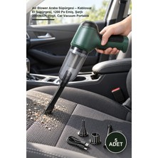 Yenilig 5 Adet Air Blower Araba Süpürgesi – Kablosuz El Süpürgesi, 1200 Pa Emiş, Şarjlı 2000MAH, Yeşil, Car Vacuum Portable