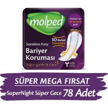 Molped Supernight Hijyenik Ped  Süper Gece Süper Mega Fırsat Paketi 78 Adet