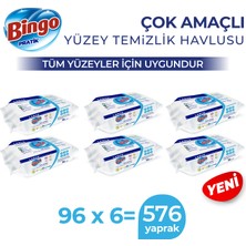 Bingo Yüzey Temizlik Havlusu Large Beyaz Sabun 96X6 (576 Yaprak)