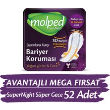 Molped Supernight Hijyenik Ped  Süper Gece Avantajlı Mega Fırsat Paketi 52 Adet