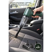 Yenilig 3 Adet Air Blower Araba Süpürgesi – Kablosuz El Süpürgesi, 1200 Pa Emiş, Şarjlı 2000MAH, Yeşil, Car Vacuum Portable