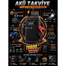 Herovia Akü Takviye ve Hava Kompresörü 3750A Tepe Akımı, 150 Psı Lastik Şişirme, 19800MAH Powerbank, LCD Ekranlı Jump Starter, LED El Feneri, 12V Araçlar Için Çok Fonksiyonlu Akü Destek Cihazı
