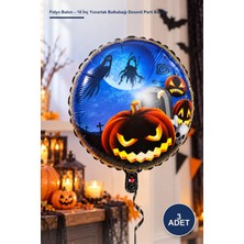 Yenilig 3 Adet Folyo Balon – 18 Inç Yuvarlak Balkabağı Desenli Parti Balonu, Halloween Pumpkin Balloon, Temalı Dekor ve Organizasyon Aksesuarı