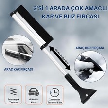 Herovia 65CM Teleskopic 2in1 Araç Kar Fırçası Oto Ön Cam Buz Kazıyıcı Araç Kar Fırçası ve Buz Kazıyıcı