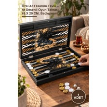 Yenilig 1 Adet Özel At Tasarımı Tavla – At Desenli Oyun Tahtası 48 x 29 Cm, Backgammon