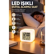 Ago Dekoratif Küp Saat LED Işıklı Dijital Saat Alarm ve Sıcaklık Özellikli