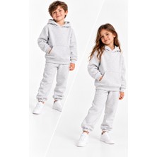 Atlas Kids Kız Erkek Çocuk Şardonlu Kışlık Kapüşonlu Eşofman Takımı 2-8 Yaş