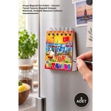 Yenilig 5 Adet Ahşap Magnetli Not Defteri – Istanbul Temalı Tasarım, Magnetli Notepad Notebook, Hediyelik Masaüstü Kullanım