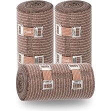 Bomii Elastik Bandaj 10 cm x 1,5 M 3’lü Set –%300 Esnek, 4,5 M’ye Kadar Uzayan, Metal Kancalı Destek ve Sargı Bandajı