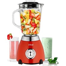 Bomii ZLN7057 60'lı Yıllar Retro Blender, 6 Bölmeli Metal Bıçak, 1,5 Litre Ml, 500 Watt, Cam, Paslanmaz Çelik, Nabız Fonksiyonu, Evrensel Güçlü Mikser, Smoothie Makinesi, Buz Kırıcı, Yumurta Akı Çalkalayıcı