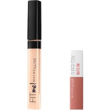 Bomii New York Fit Me Kapatıcı 15 Fair & Mini Super Stay Matte Ink Likit Mat Ruj 65 Seductress Makyaj Seti