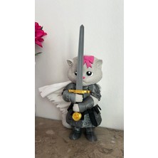 Alizon Knight Kitty – Savaşan Kedi Figürü - Sevimli Kedi Şövalye Figür Dekoratif Savaşçı - 30 cm